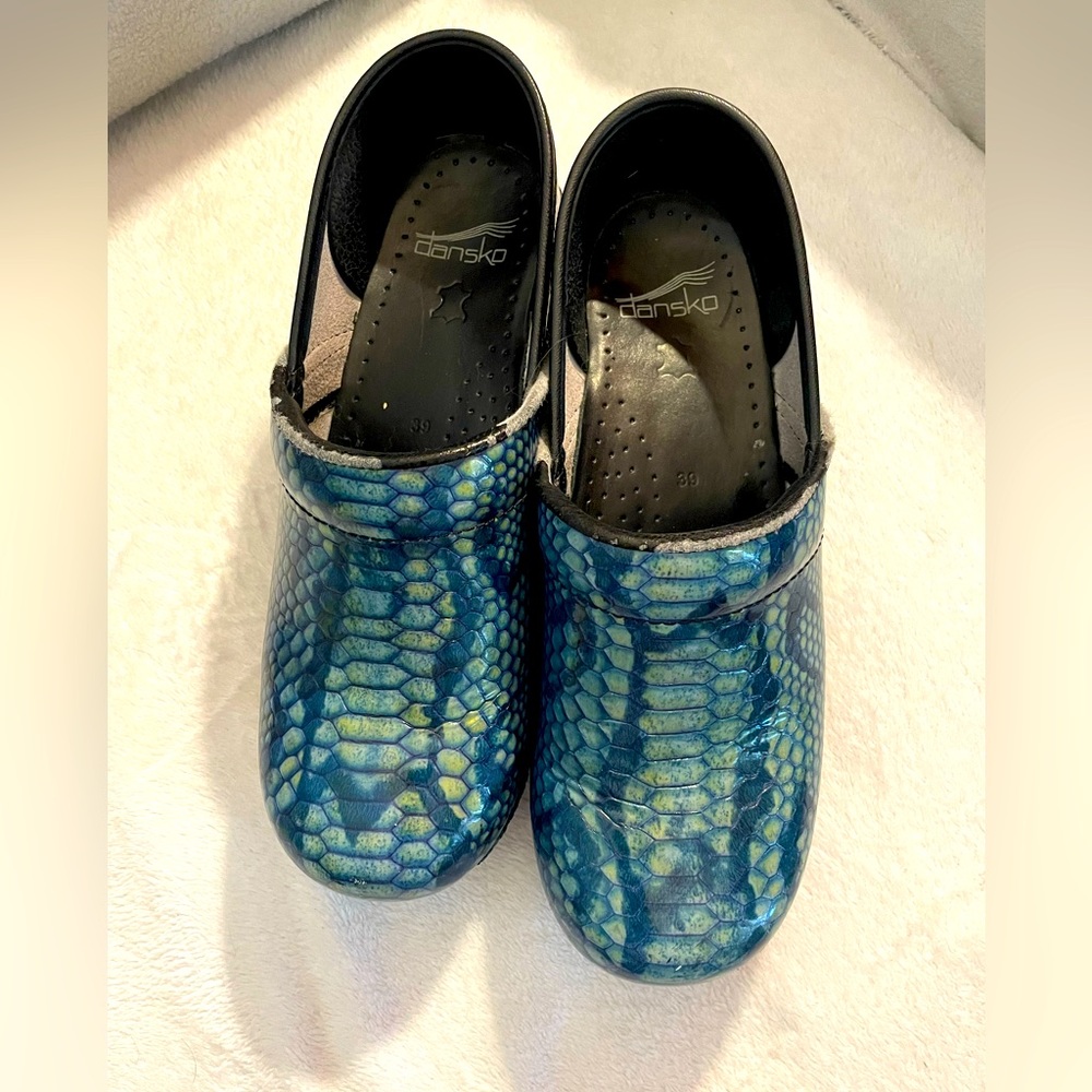 Dansko snakeskin clogs size 39